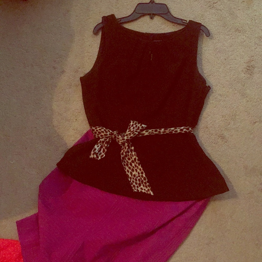 WHBM Black peplum top